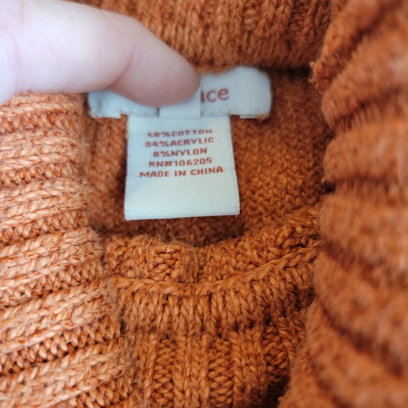 Sundance Heathered Orange Ribbed Cotton Blend Turtleneck Long Sleeve Sweater - Picture 3 of 5